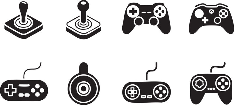 controller icons set joystick gamepad retro and modern vector