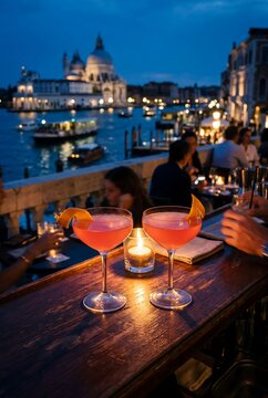 Lucien Gaudin Cocktails at Twilight in Venice