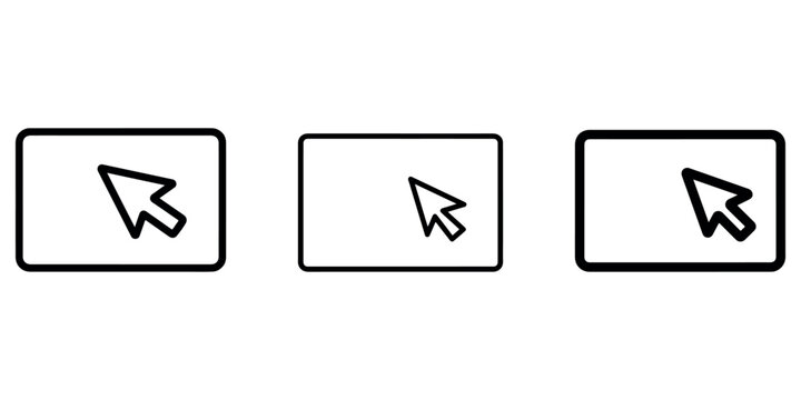Computer mouse cursor pointer icon set inside rectangular screen frame for web browsing digital navigation interface selection and software user interaction