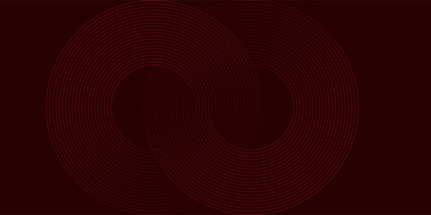 Obraz premium Abstract red glowing geometric lines on dark purple background. Modern shiny red circle lines pattern. Futuristic technology concept. Suit for cover, poster, banner, brochure, header, website