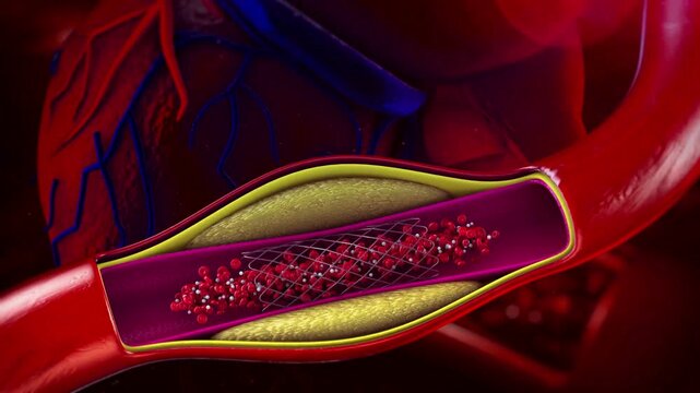 Medical procedure, doctor performing balloon angioplasty in cath lab