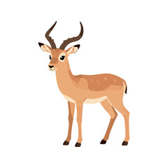 Fototapeta premium Elegant impala stands gracefully against a plain white backdrop in a cartoon illustration