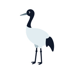 Fototapeta premium Stylized red-crowned crane stands tall with its distinctive black, white, and gray plumage
