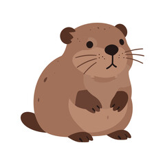 Fototapeta premium Cartoon style illustration of a cute light brown otter on a white background