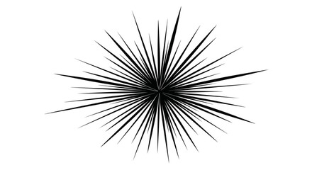 Fototapeta premium Minimalist black spiky burst on white background for modern design