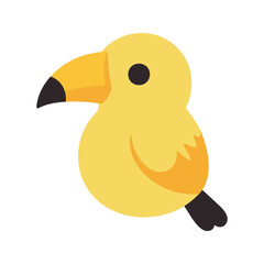 Naklejka premium Illustration of a yellow toucan with a geometrical beak and black eye and tail