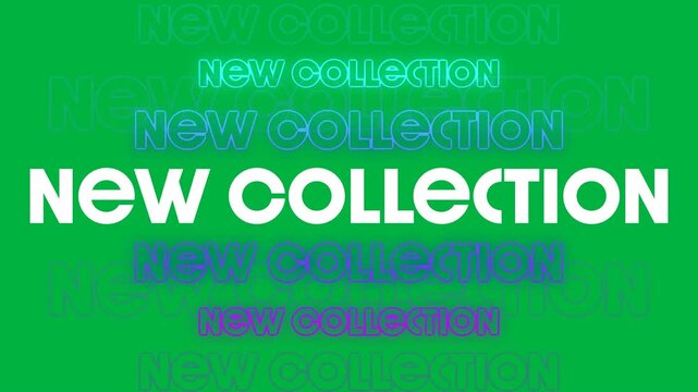 Animation of new collection text in repetition on white background