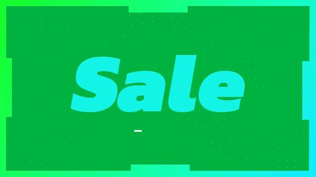 Animation of green sale text on white background
