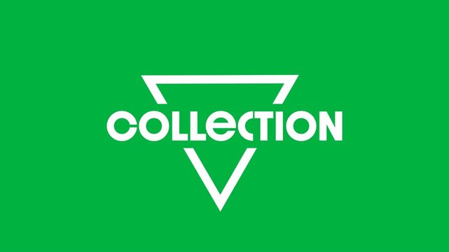 Animation of new collection text in repetition on black background