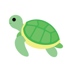 Obraz premium Cartoon sea turtle swimming, a simple and cute illustration with white background