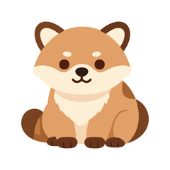 Fototapeta premium Cute shiba inu puppy sitting and looking forward with a gentle smile on its face