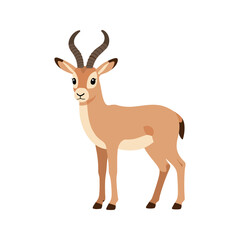 Obraz premium The slender, graceful antelope with spiraled horns stands on a white background, alert and ready to flee if there is danger nearby.