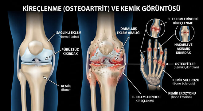 An image showing osteoarthritis, a skeletal system disorder. Created using artificial intelligence. Consult a specialist for medical advice or diagnosis.