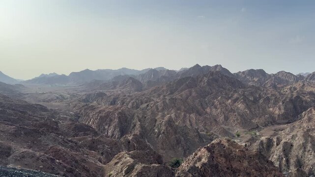 Scenic Dry Mountain Range in Khor Fakkan, UAE