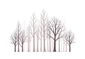Obraz premium Bare Tree Silhouettes Against a White Background.