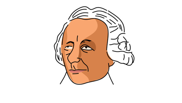 Leonhard Euler portrait, flat vector illustration