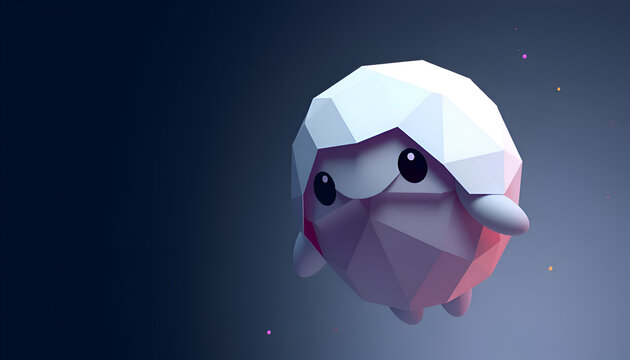 Cute Low Poly Sheep Floating Character in Soft 3D Minimal Style