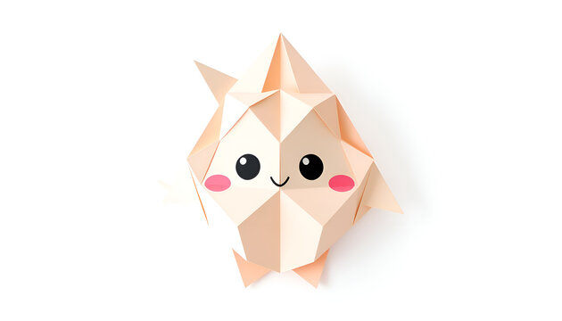 Cute Low Poly Kawaii Animal Character with Soft Pastel Colors and Minimal Design