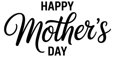 Obraz premium Happy mother's day text design with black lettering on a white background for celebration. Vector, illustration