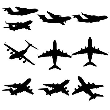 Heavy Military Airlift C-17 Globemaster Vector Silhouettes