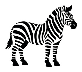 Fototapeta premium Zebra standing, showing distinctive black and white stripes. Vector illustration depicting African wildlife and nature