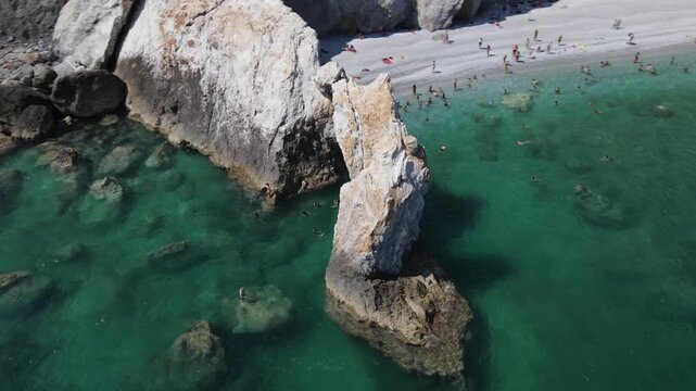 Lalaria Beach at the Greek island of Skiathos in the Aegean Sea.