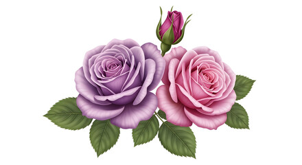Fototapeta premium A close-up of pink roses with green leaves