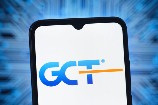 In this photo illustration, the GCT Semiconductor logo is seen displayed on a smartphone screen.