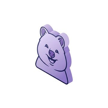 Cute purple cartoon bear face smiling isolated on transparent background
