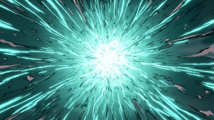 Fototapeta premium Explosive burst of electric energy in teal tones