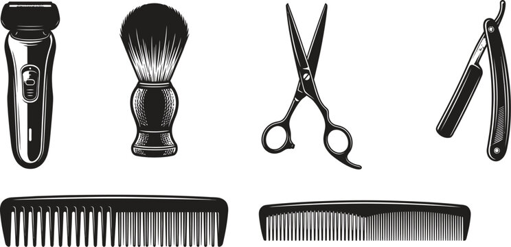 barber tools vector illustration, flat design