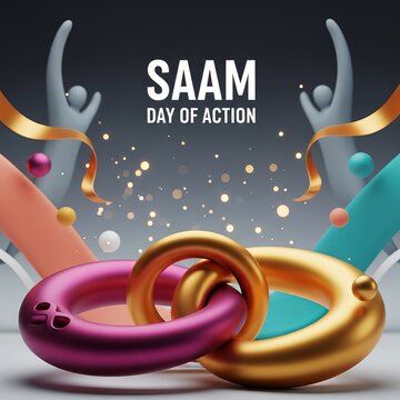 SAAM Day of Action abstract 3D illustration with linked rings
