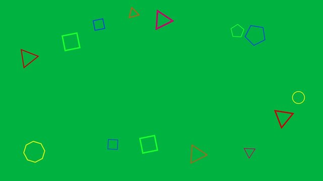 Blue dot duplicating, graphic morphing into ring, orbiting outlines, looping on transparent canvas