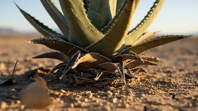 Desert Aloe Plant - A Close-Up View of Natures Resilience.