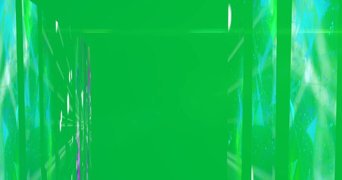 Animation of network of digital information flowing through screens of computer servers