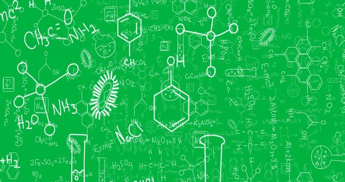 Animation of white structural formulae of chemical compounds on black