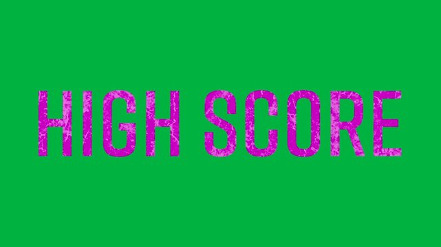 Animation of high score text in pink letters on white background
