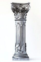 Naklejka premium Silver Greek ancient column pillar architecture architectural.