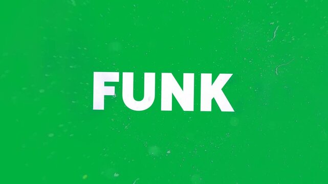 Animation of funk text in colorful letters filling to white on white background