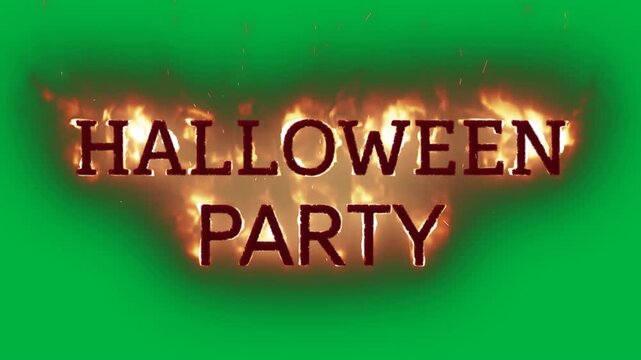 Animation of halloween text made of fire on white background