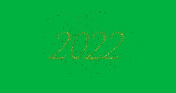 Animation of 2022 and fireworks exploding on white background