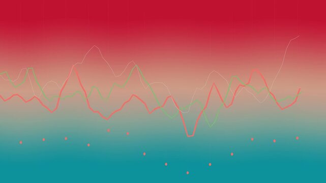 Abstract Gradient Background with Wavy Lines and Dots Representing Data or Sound Waves