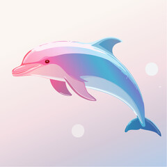 Fototapeta premium Dynamic Stylized Dolphin Illustration Adorned with Radiant Pink and Blue Gradient Colors