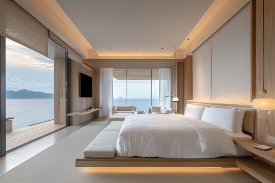 Modern hotel room furniture screen bed.