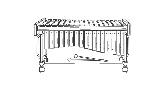 Xylophone musical instrument with mallets on stand