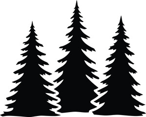 Fototapeta premium Silhouetted pine trees a minimalist forest scene in black and white