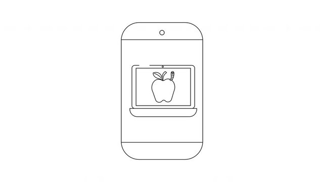 Smartphone and Laptop with Apple Logo Line Art Animation.