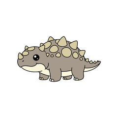 Cartoon stegosaurus dinosaur with spikes gray beige © Ruby Laden