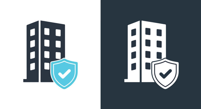 Corporate building safety shield icon - Glyph solid icon - Editable modern style icon - Clipart, sticker - icon set - Clipart