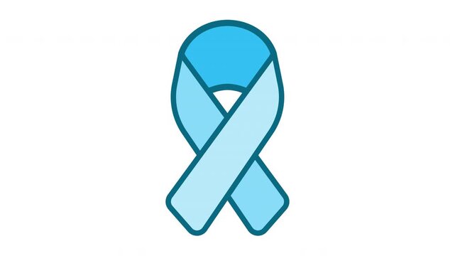 Blue Awareness Ribbon Animation Icon, Prostate Cancer and Diabetes Awareness Symbol Loop, Medical Health Support Motion Graphic with Alpha Channel, Solidarity and Charity Concept Video.
